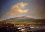 James Gay Sawkins Kailua-Kona with Hualalai, Hulihee Palace and Church oil